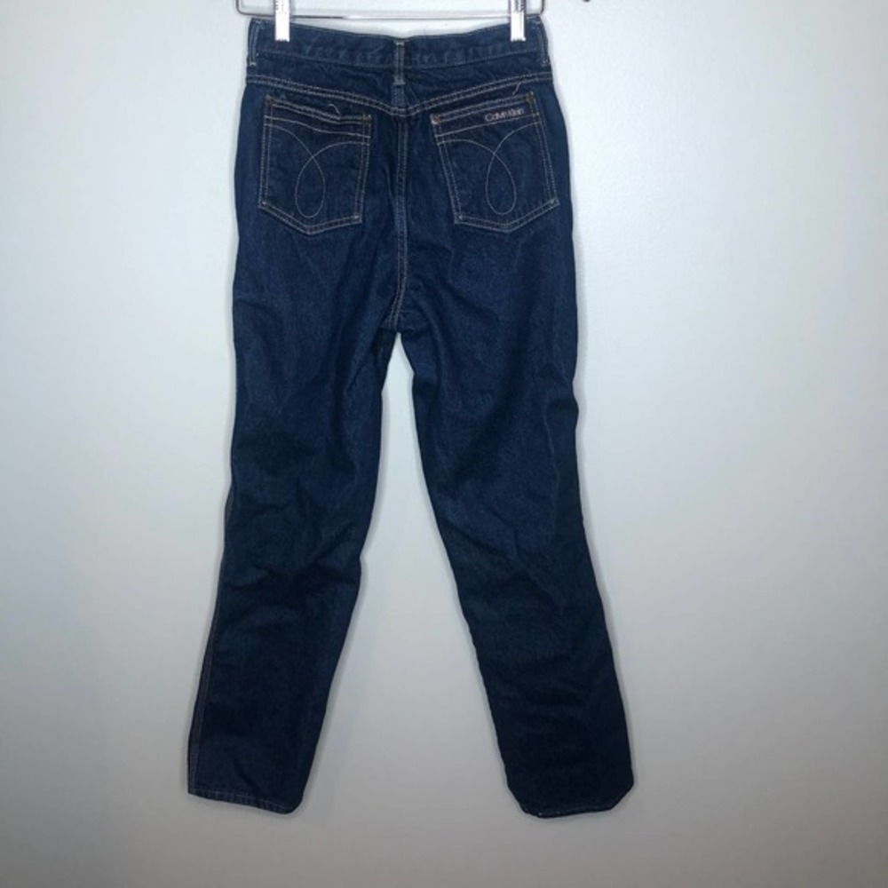 Calvin Klein vintage mom style dark denim blue jeans tapered leg made in USA XS - Picture 6 of 9